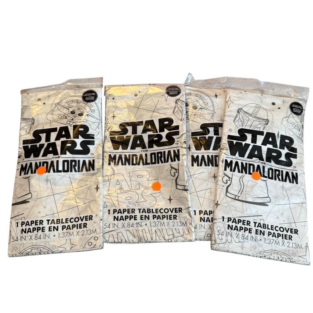 4 Mandalorian Star‎ Wars Party Supplies Table Cover Tablecloth Coloring Paper